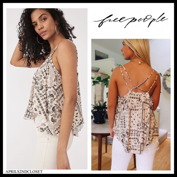 FREE PEOPLE BOHO TANK TOP FLOWY SLEEVELESS CAMI TEE BOHEMIAN FESTIVAL PRINT A2C - Picture 9 of 16